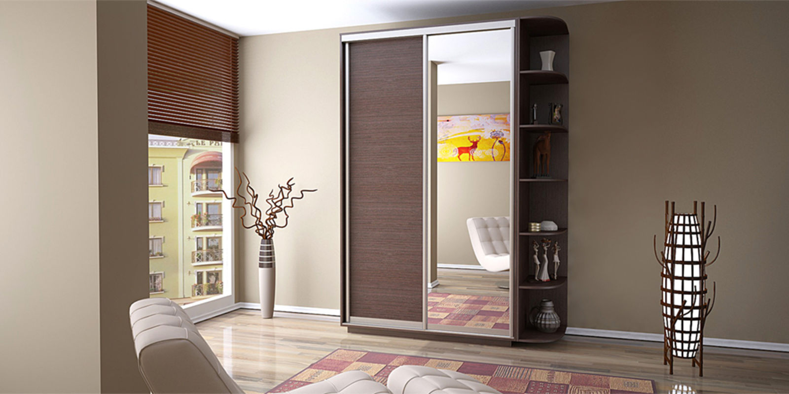 Armoire à deux portes à l'intérieur