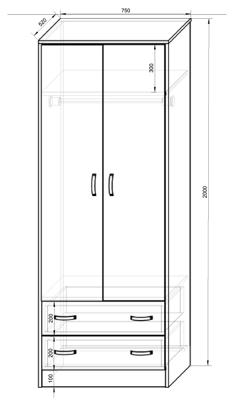 Disposition et dimensions de l'armoire