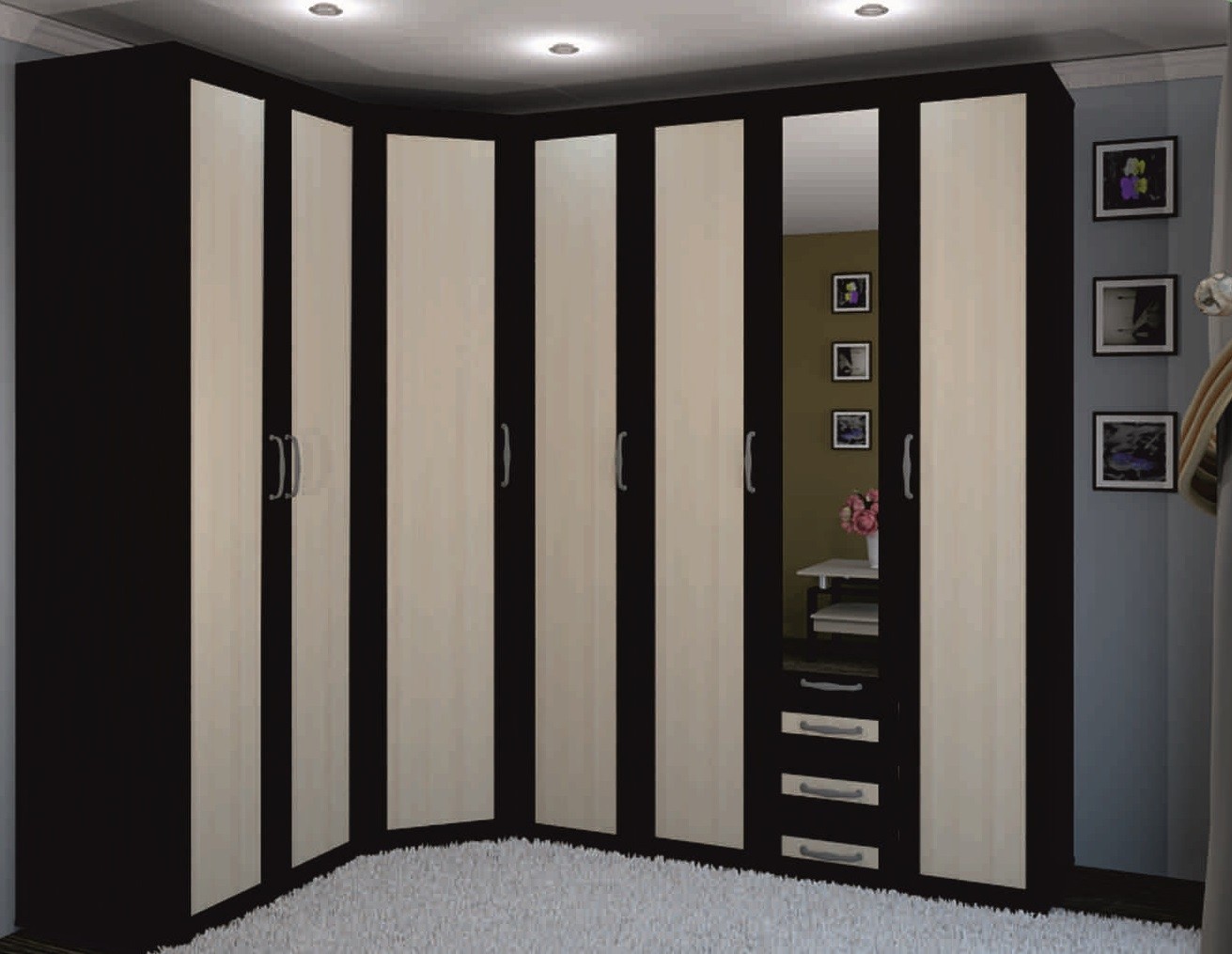 Armoire à charnière sombre à l'intérieur