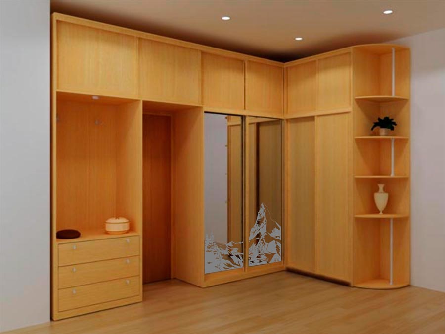 Armoire d'angle en bois aggloméré