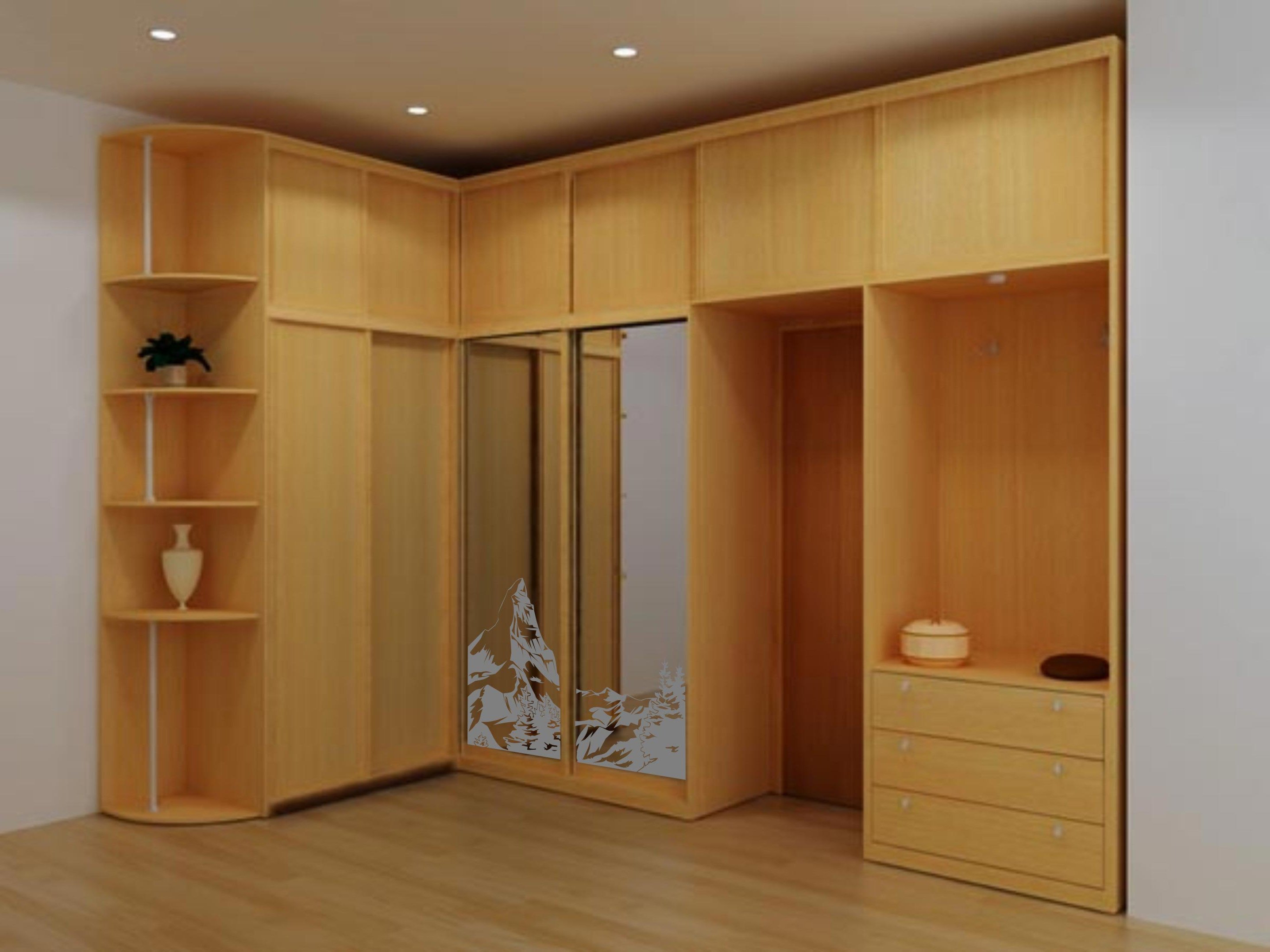 Armoire d'angle avec mezzanine