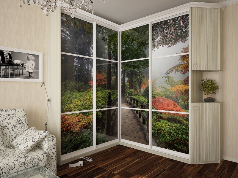 Armoire d'angle avec impression photo