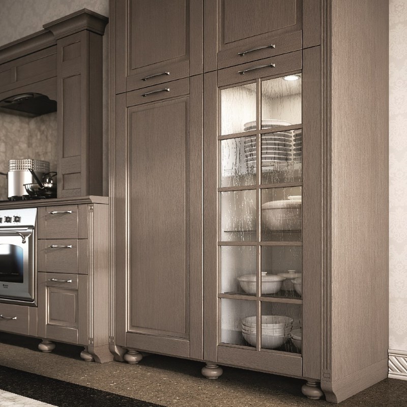armoire beige avec éclairage