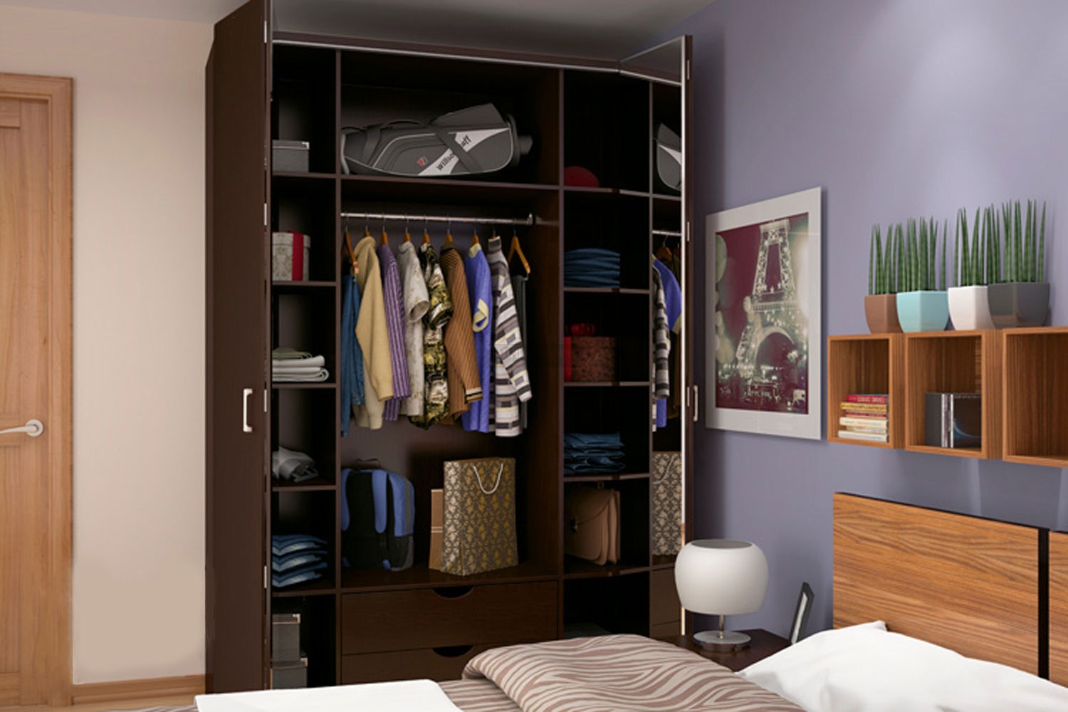 armoire étroite dans la chambre