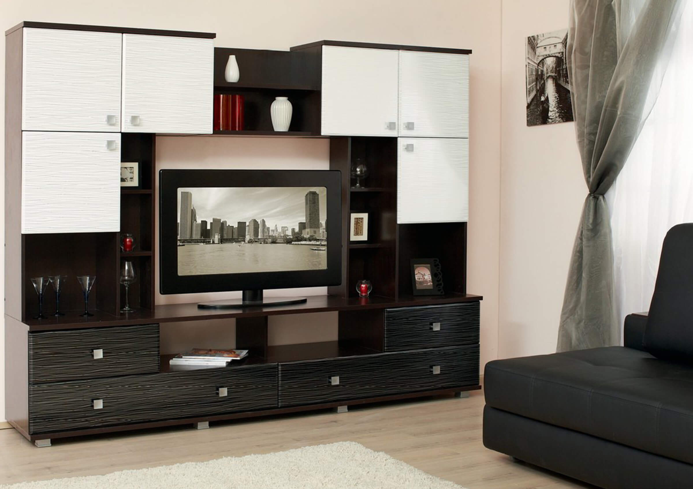 Éléments d'armoire noir et blanc