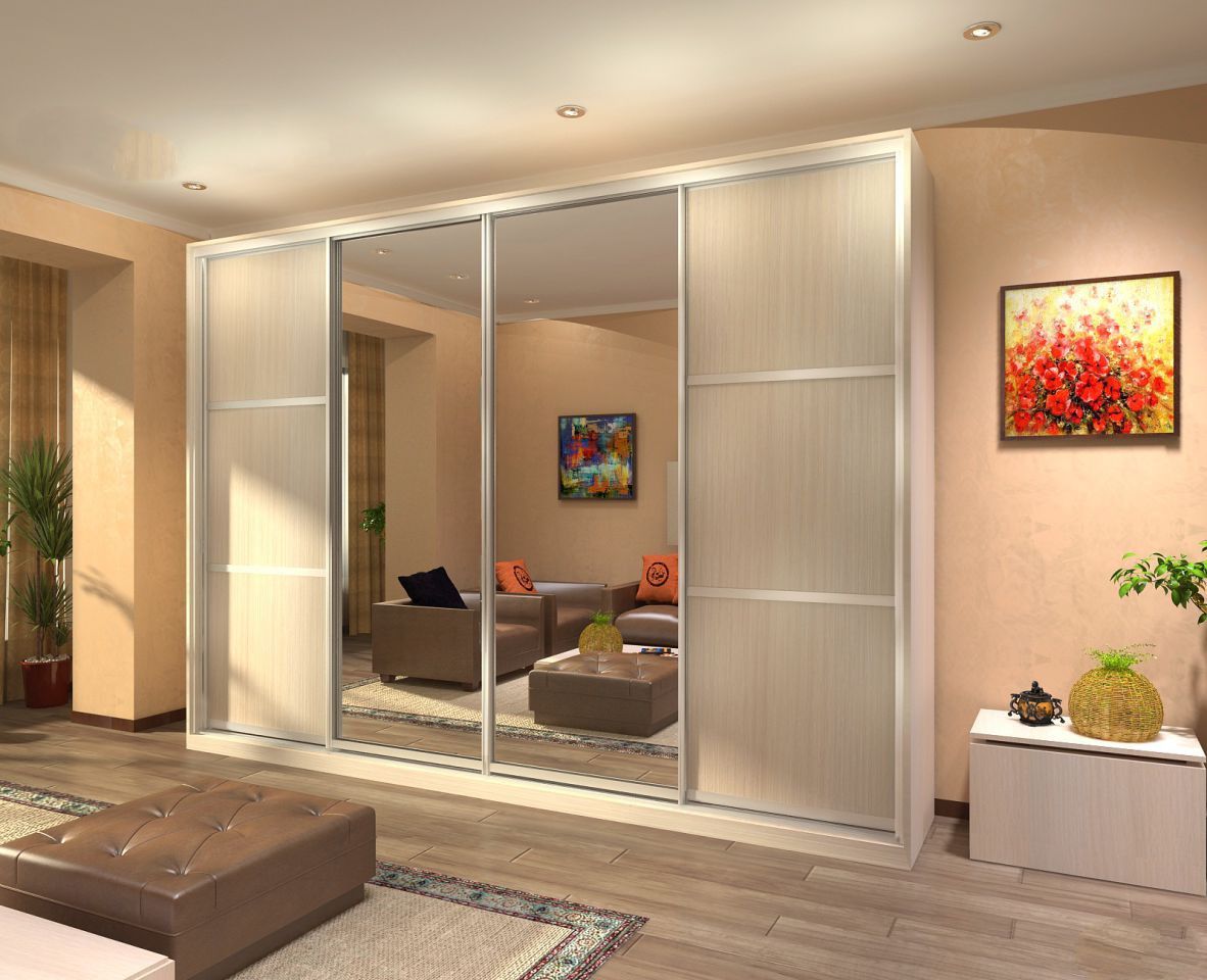 Armoire coulissante dans un salon idées de design en chêne blanchi