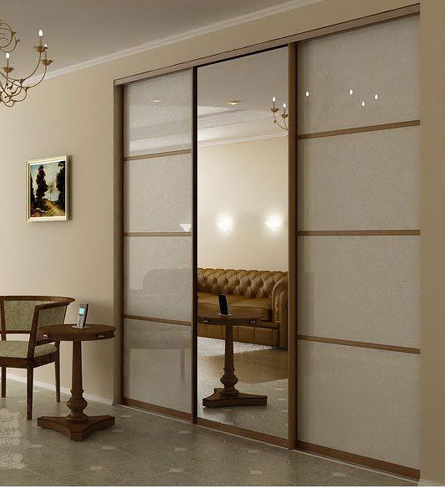 Armoire coulissante un miroir avec inserts en MDF lustré