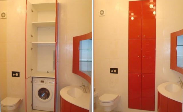 Machine à laver dans la salle de bain