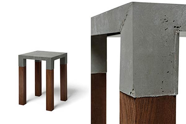 Tabouret en béton et bois