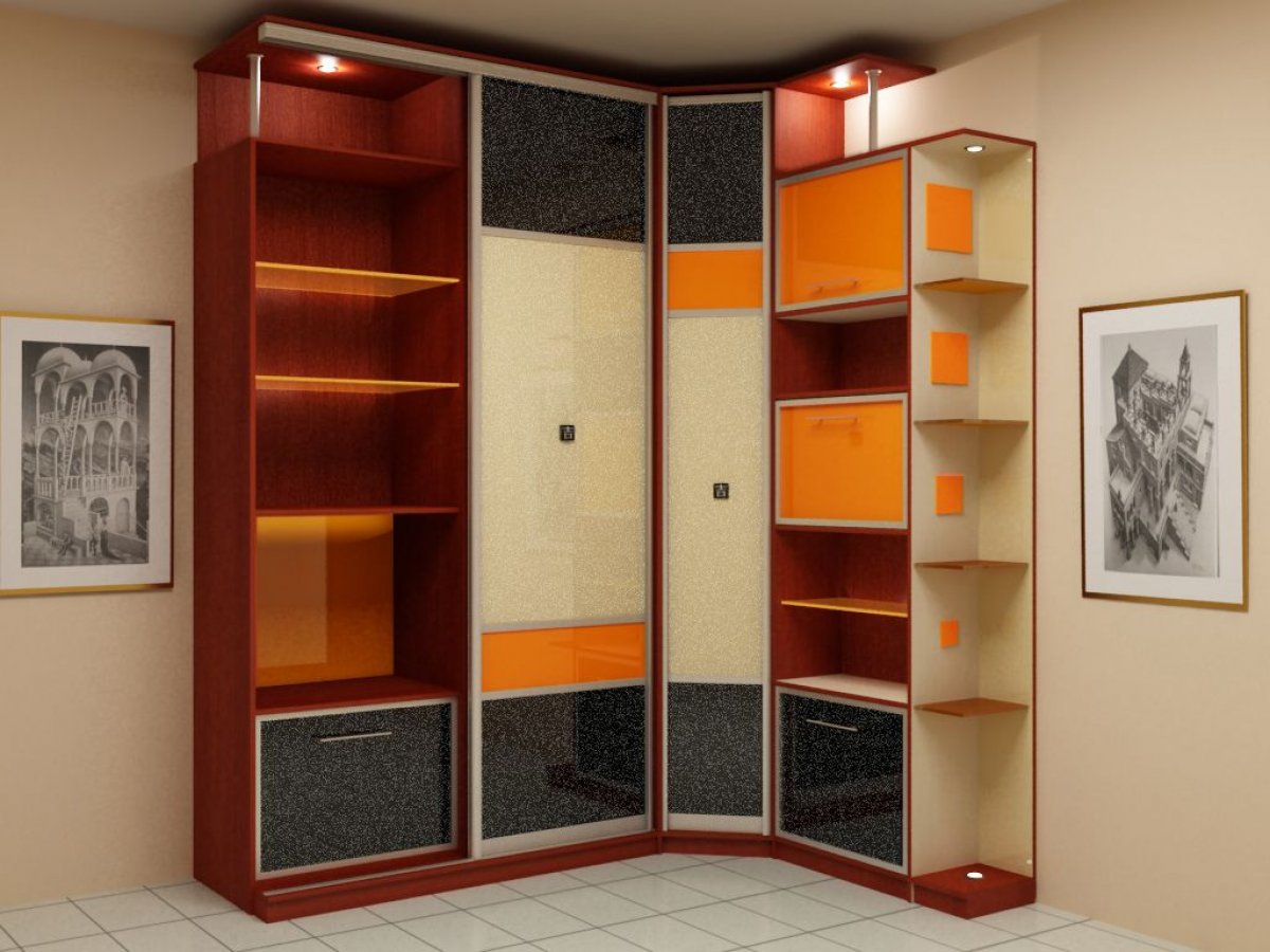 Armoire d'angle dans la chambre - variétés