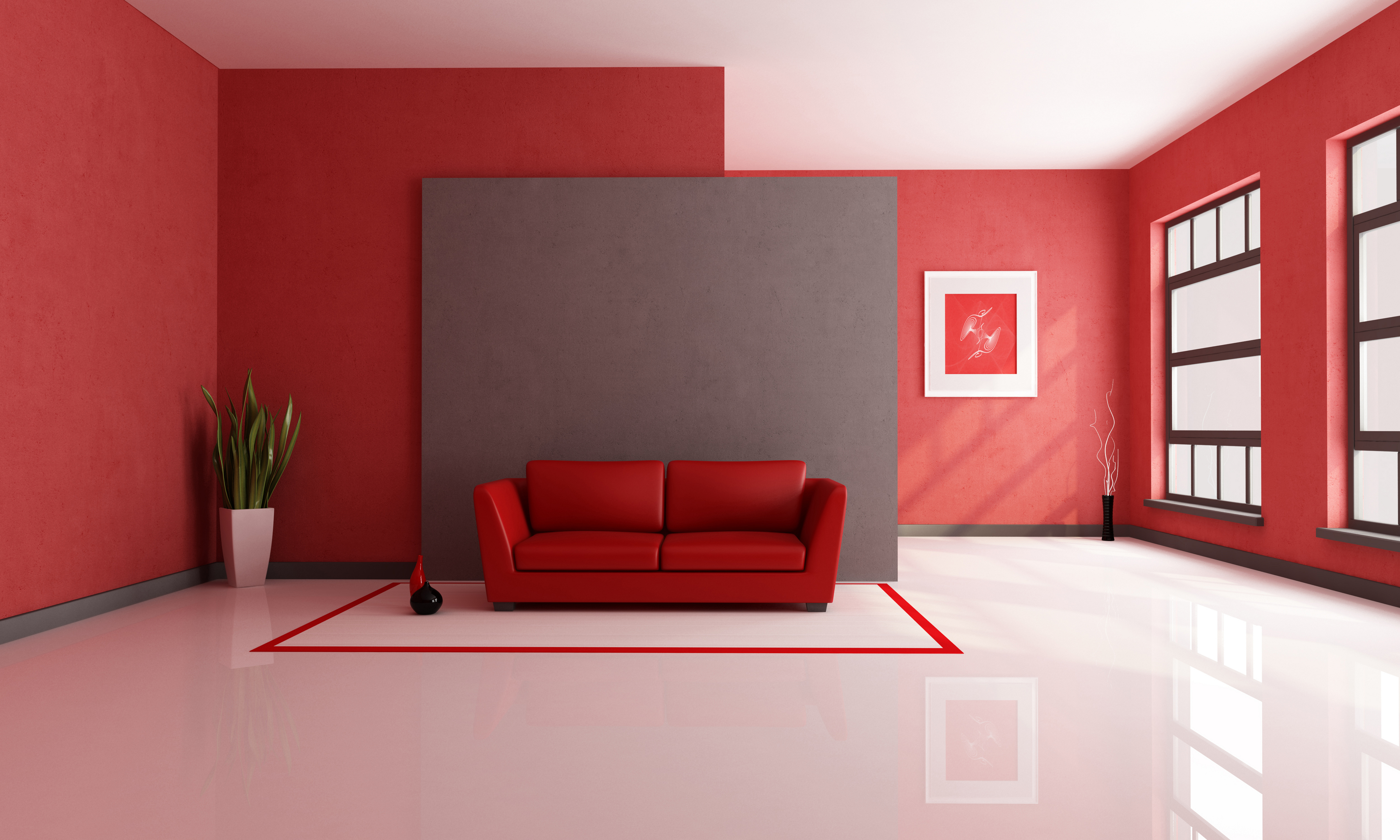 Chambre rouge minimalisme