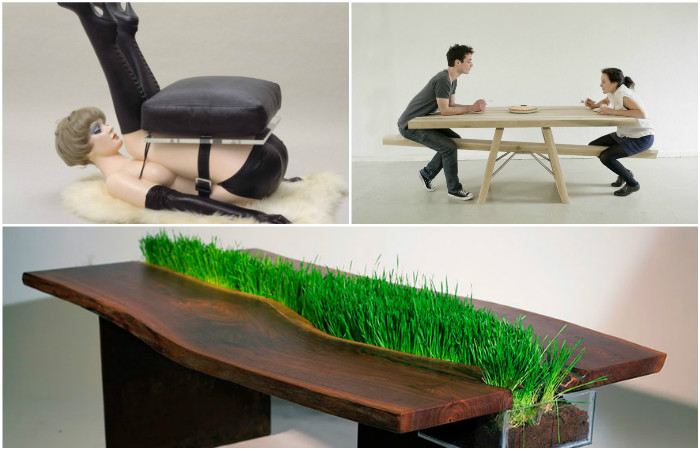 Mobilier créatif avec de l'herbe