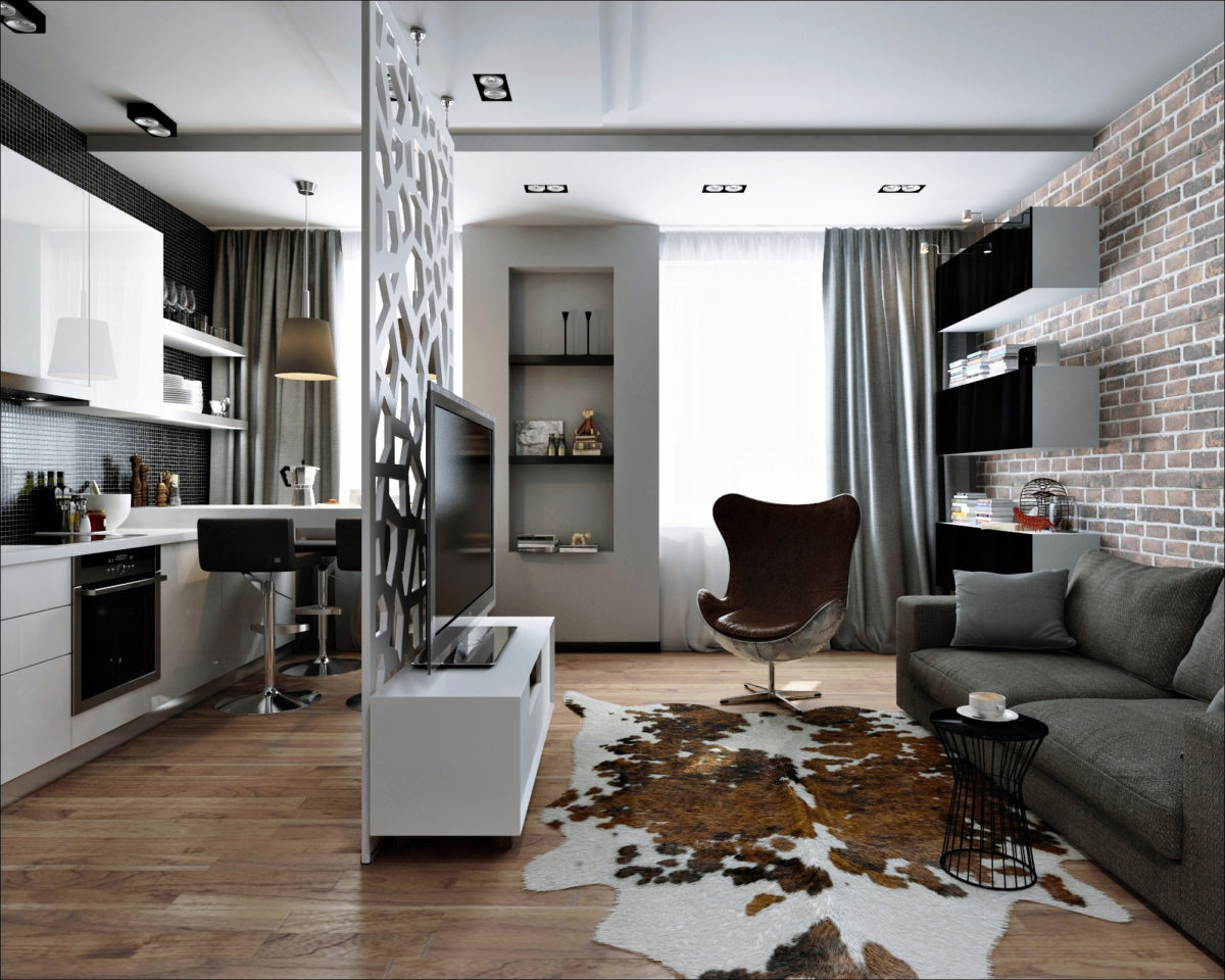 Studio dans le style d'un loft masculin