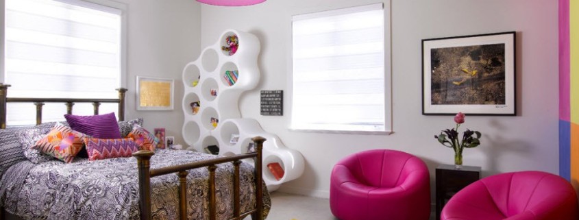 Chaises longues roses