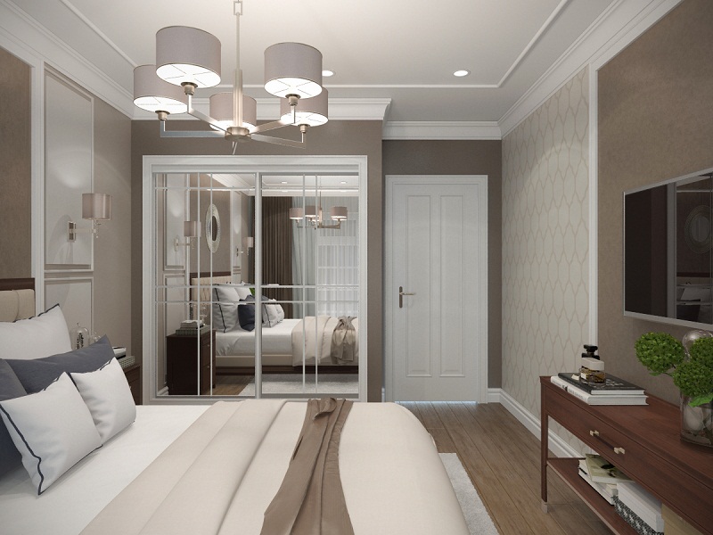 Armoire avec miroir dans la chambre