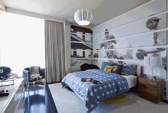 Chambre de garçon dans le ton bleu