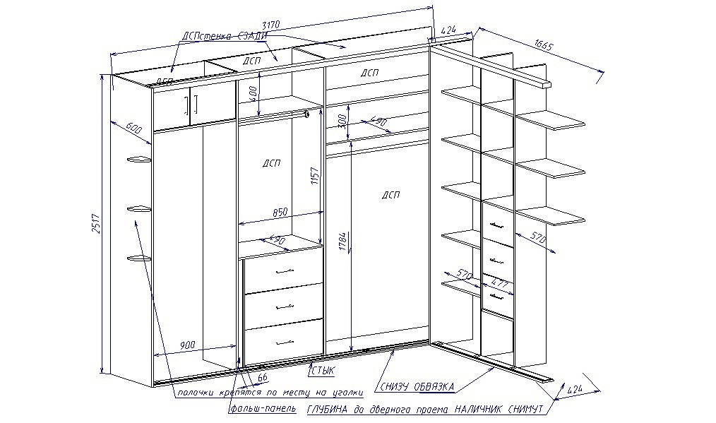 Armoire d'angle dans la chambre