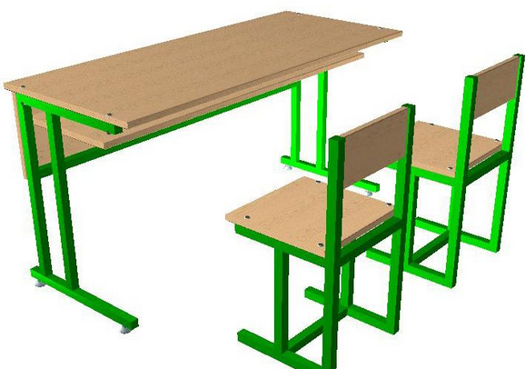 Bureau et chaise d'école
