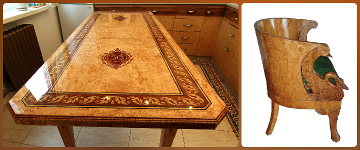 Chaise et table en bouleau Korel