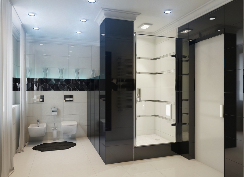 Salle de bain high-tech avec douche et baignoire