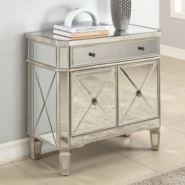 Table de chevet miroir