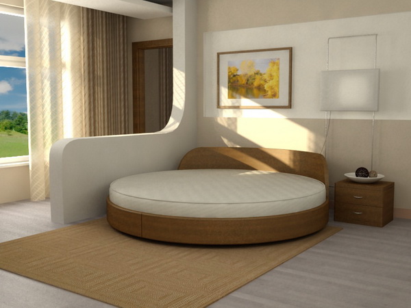Grâce à ses différentes formes, le lit rond s'intègre parfaitement à l'intérieur de la chambre.