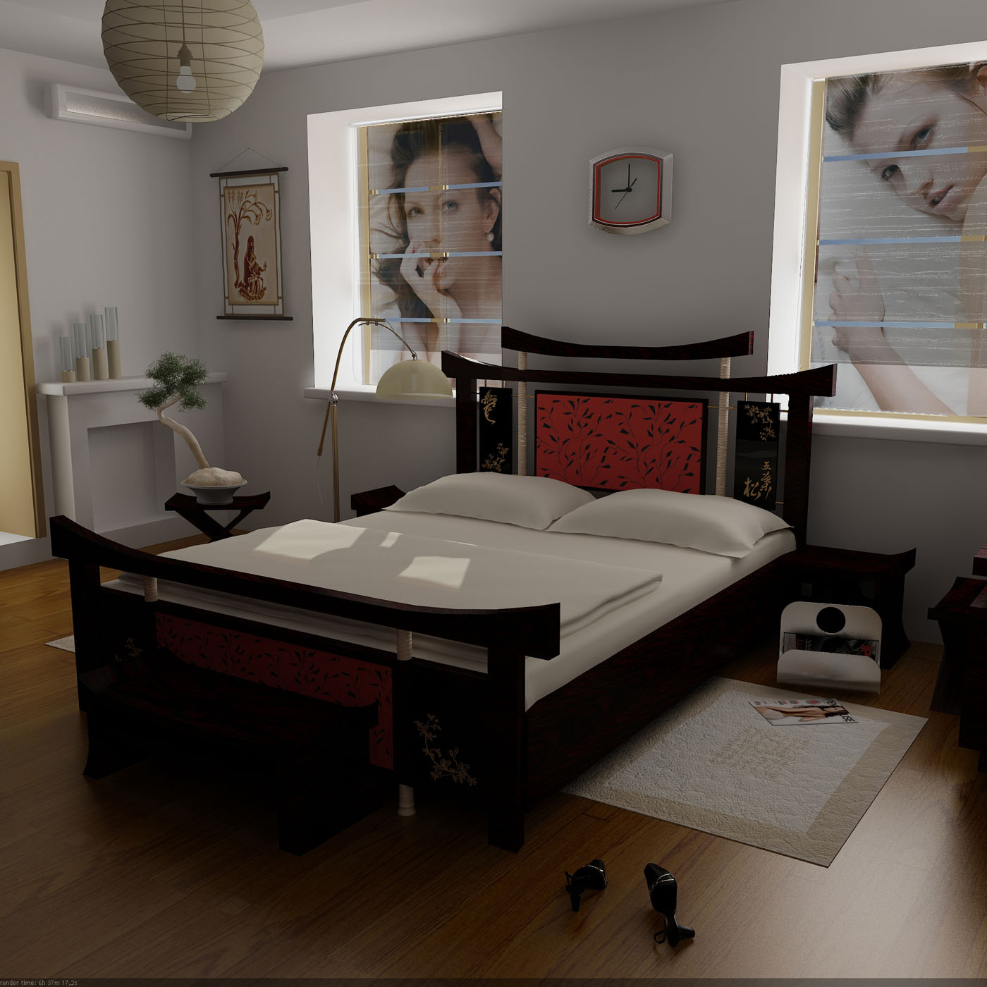 Design noir et rouge d'un lit moderne