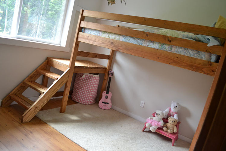 Lit mezzanine en bois massif