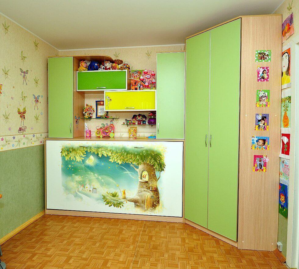 Armoire encastrée pour lit enfant