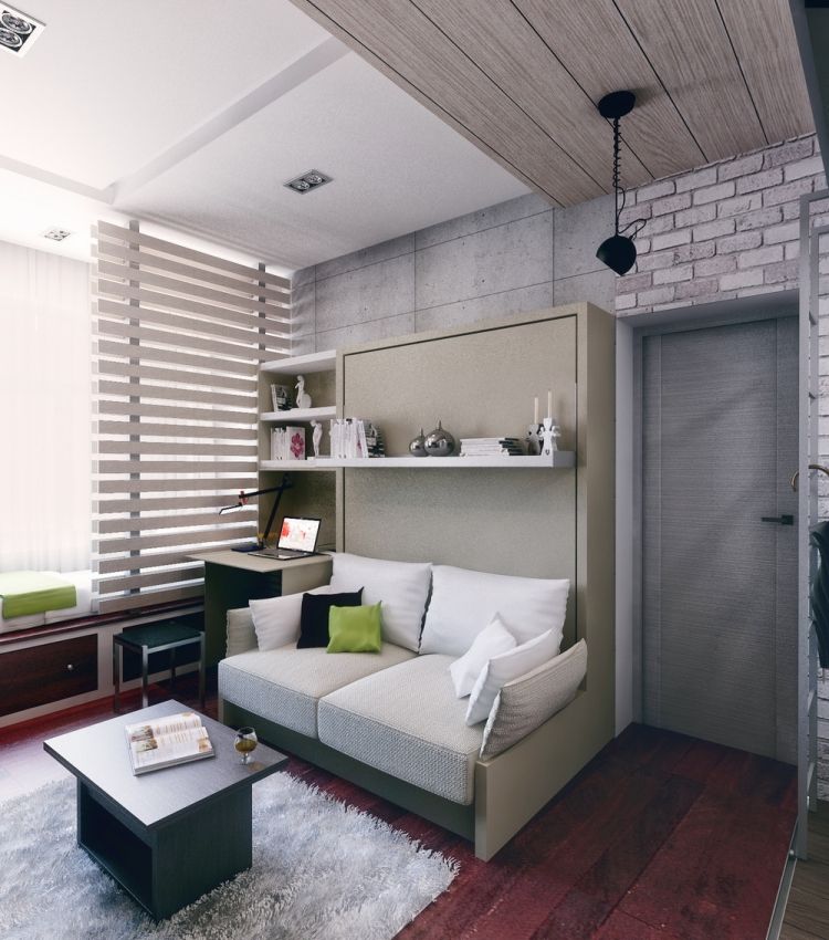 Chambre design avec mobilier fonctionnel