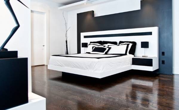 Conception de la chambre en noir et blanc