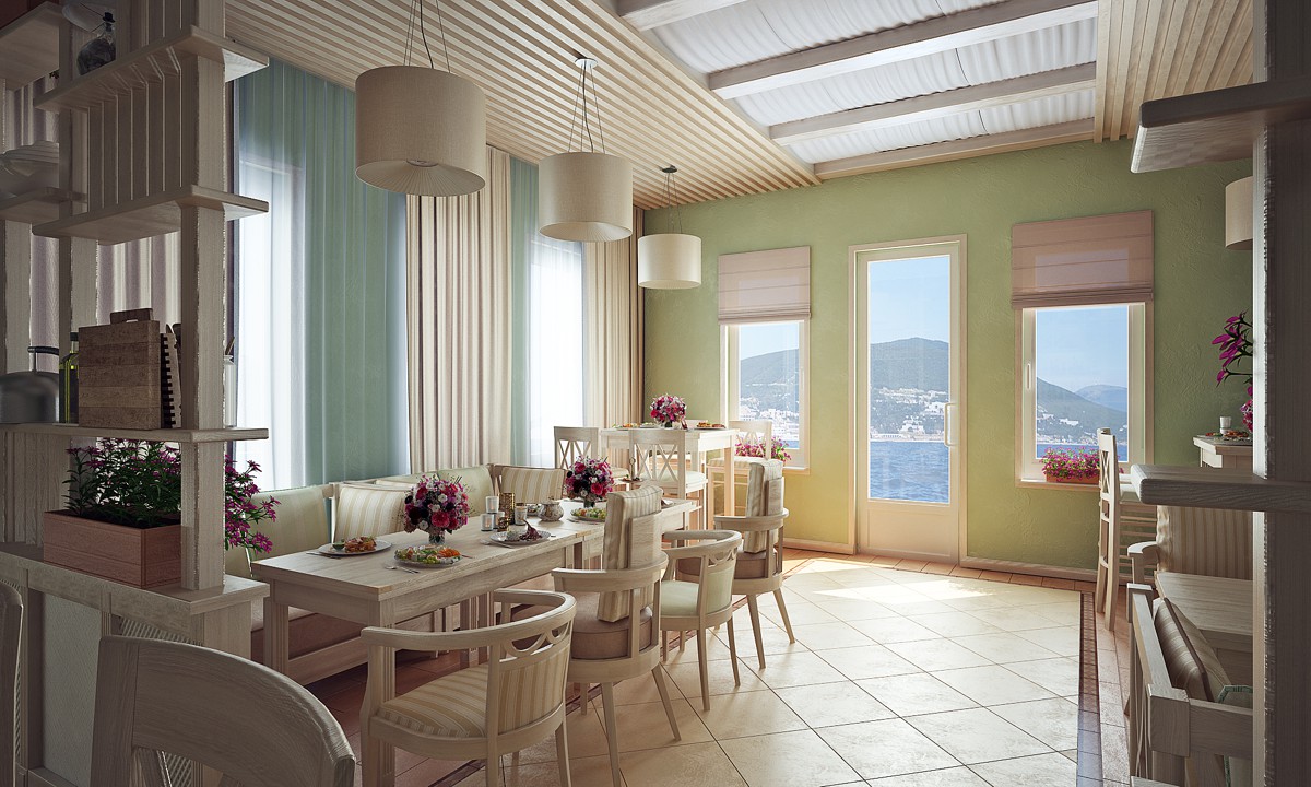 Intérieur de café de style provençal
