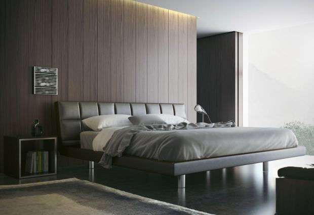 Lit en cuir dans la chambre