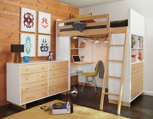 Beau lit mezzanine pour les enfants à partir de 3 ans et les adolescents