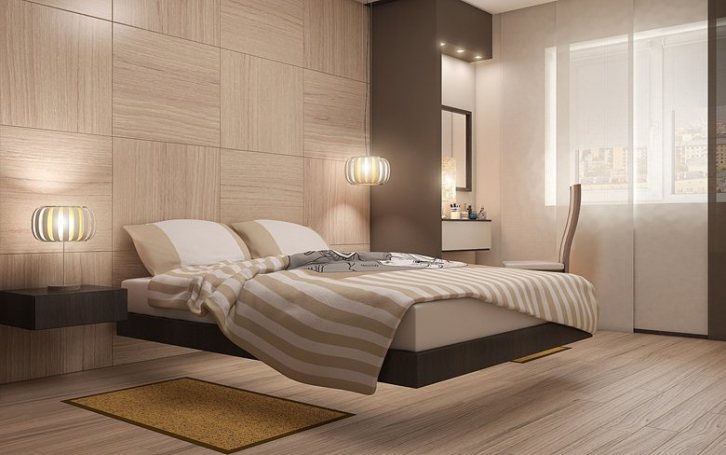 Belle chambre dans le style du minimalisme avec un lit vivant