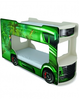 Lit de bus vert gauche avec roues