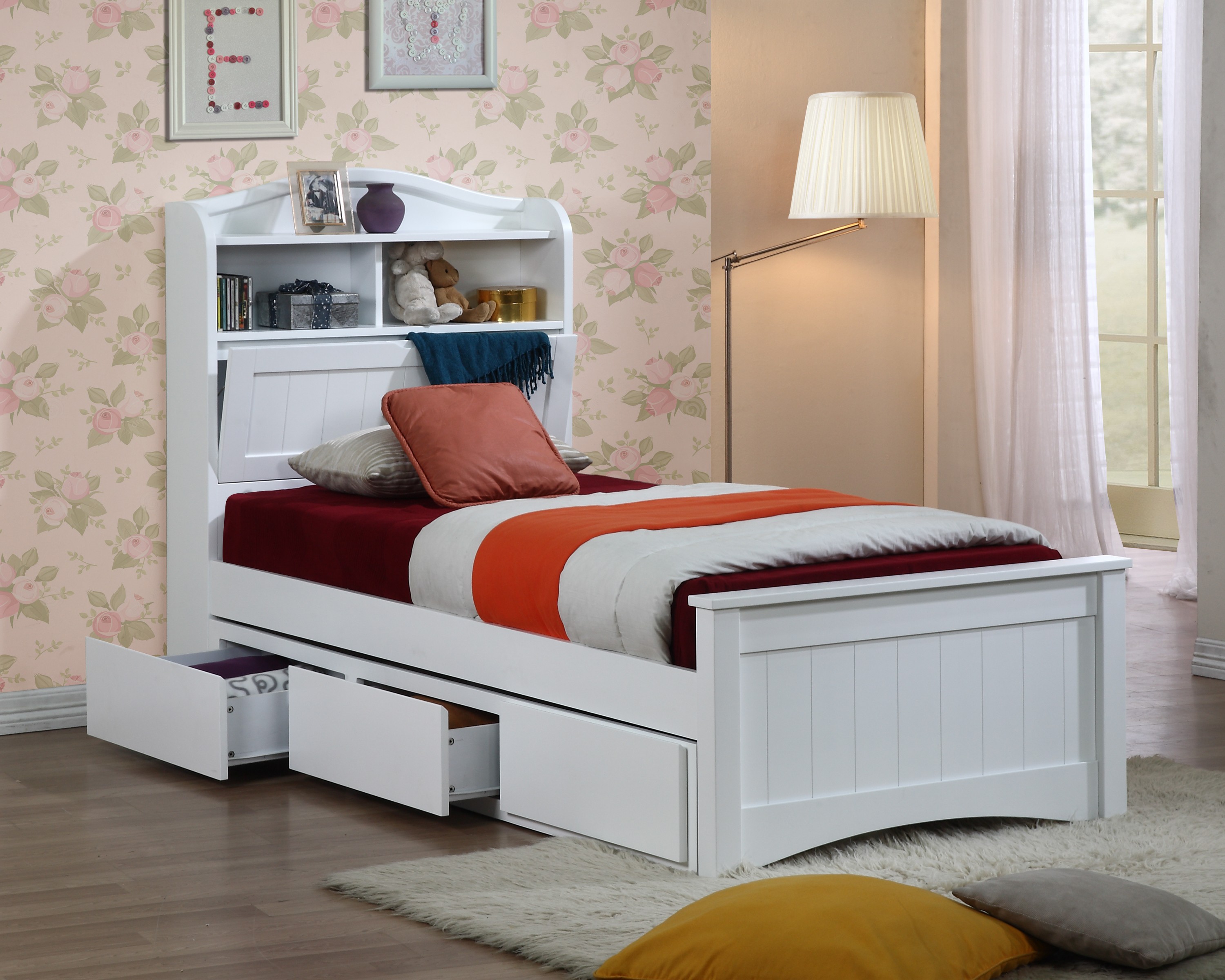 Lit simple avec tiroirs de rangement