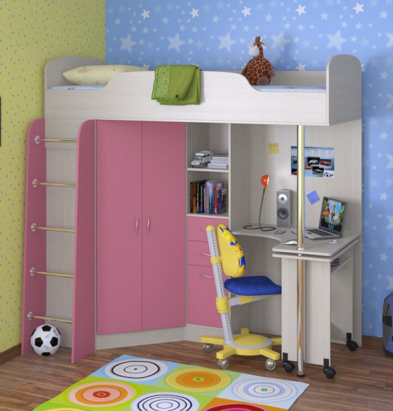 Mobilier de chambre bébé rose et blanc