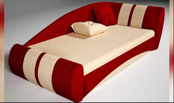 La combinaison du beige et du rouge dans le mobilier de la pièce intérieure du garçon