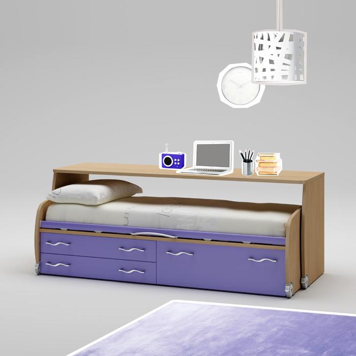 Lit bébé haut avec tiroirs et bureau