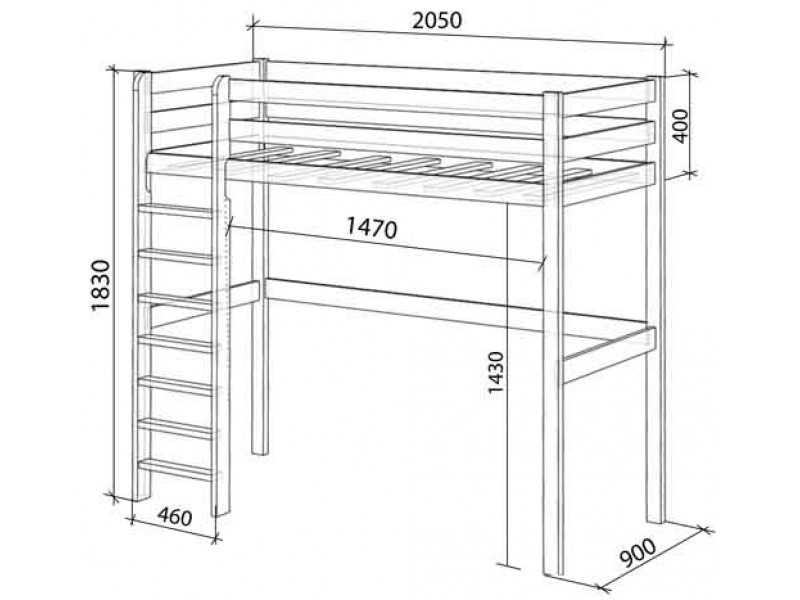 Dessin de lit mezzanine