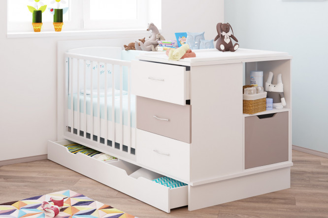 Lit transformable pour enfants de couleur blanche