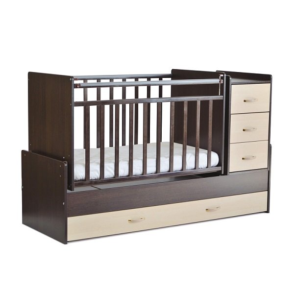 Lit de bébé convertible avec étagères