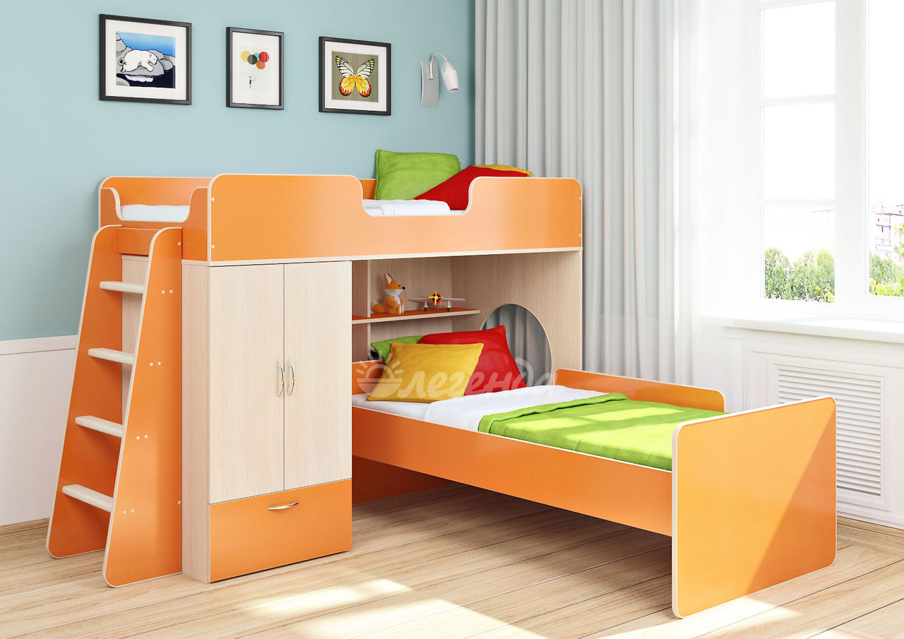 Lit superposé orange