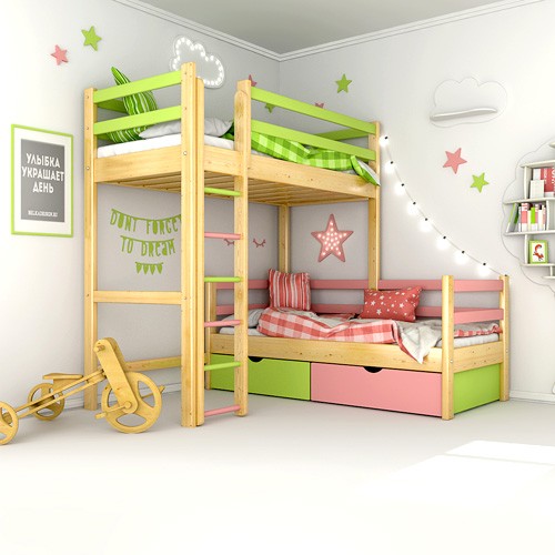 Modèles de lits en bois superposés d'angle