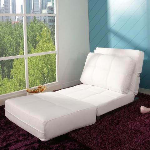 Fauteuil lit sans accoudoirs en blanc