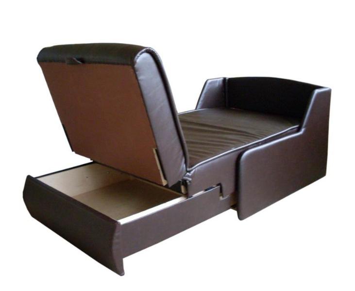 Fauteuil lit simili cuir avec tiroir