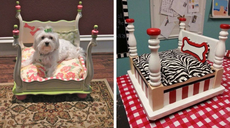 Lit pour le chien de l'ancienne table