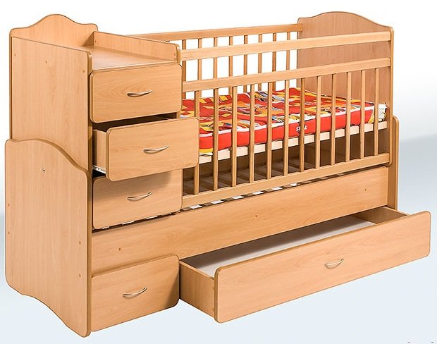 Lit convertible avec tiroirs et armoire