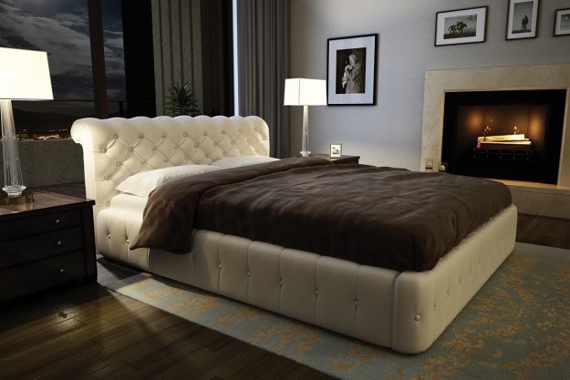 Lit moelleux avec tête de lit matelassée